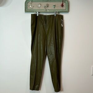 Worthington 2 panel faux leather/ stretch legging green xl Women’s new w tag